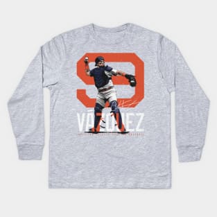 Christian Vazquez Houston Bold Number Kids Long Sleeve T-Shirt